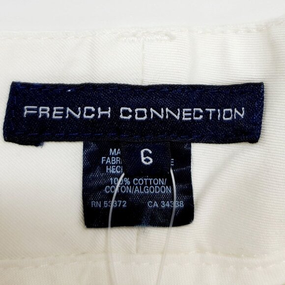 French Connection Womens White Cotton Straight-Leg Trousers high rise Size 6 - Picture 3 of 12